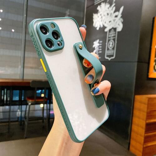 Shockproof Clear Wrist Strap Case for Xiaomi Mi 11 10 T Pro POCO X3 Pro F3 Redmi Note 9s 9 Pro Max shockproof candy Color Cover