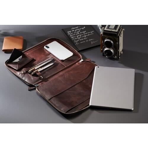 RexOwl Full Grain Leather iPad Organizer - Tan - Black - Brown - Patrol Green - Free Express Shipping with DHL