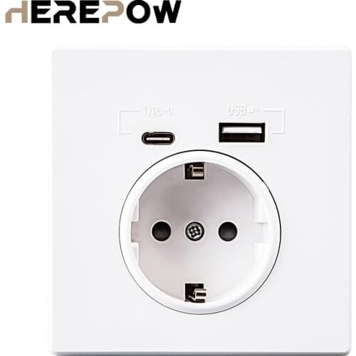 Herepow Type-C Interface Socket, 16A 250V PC Panel,Wall Power USB Outlet,Smart Quick Google Home Sockets Wall Power Pop Outlet