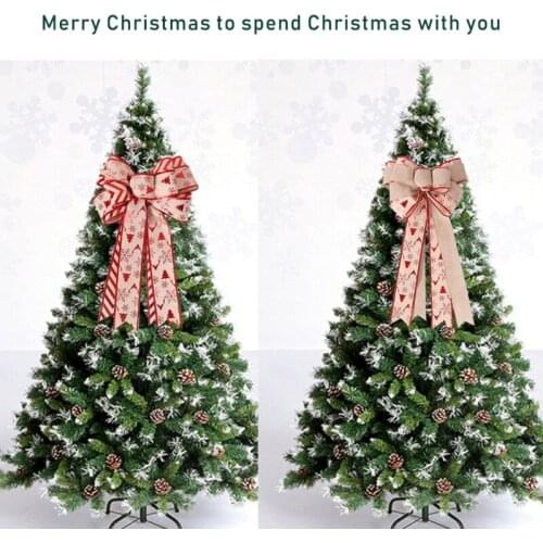 Christmas Bow Tree Decoration Double Fine Linen Splice Striped Large Bow Christmas Tree Decoration Bow Decoration