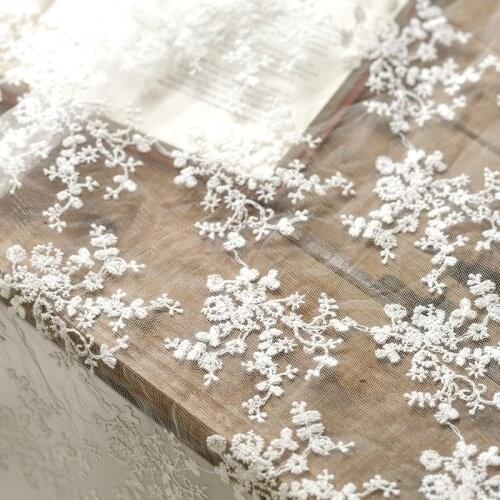 Mesh fabric black lace embroidery fabric wedding dress curtain baby clothes background cloth handmade