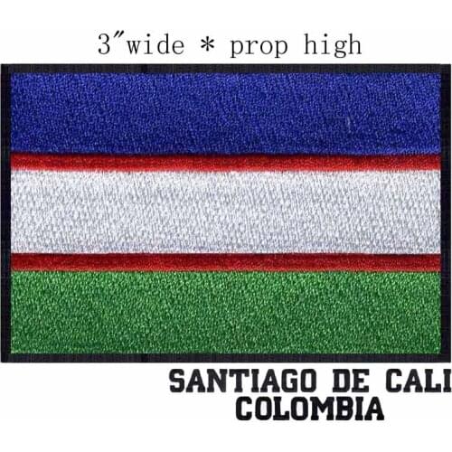 Santiago de Cali, Colombia Flag 3" wide embroidery patch for fio para costurar/bordados/frame for embroidery
