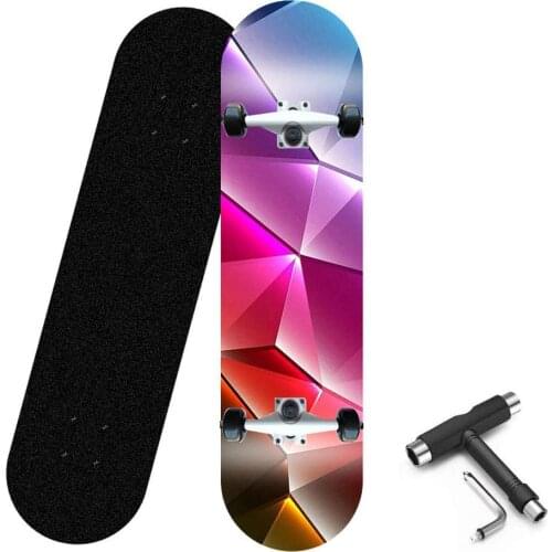 Skateboard 31.5" Complete 7-Layer Canadian Maple Double Kick Concave Deck ABEC-9 Bearing Beginner Skateboard Including T Tool