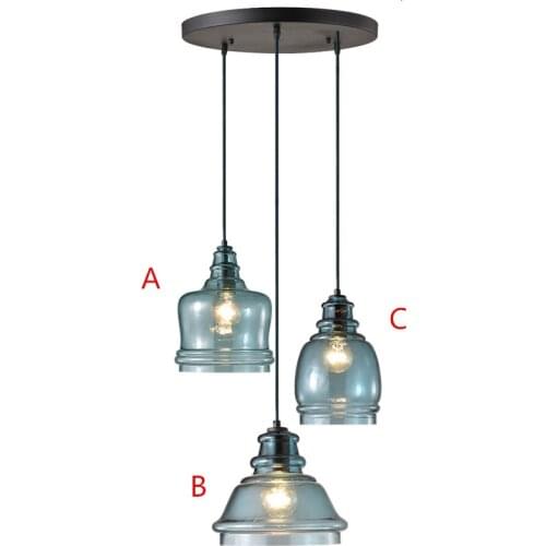 Living Room Glass Pendant Lamps Decor Hanging Pendant Light Gradient Aqua Blue Home Light Fixtures LED Lamp 110v 220v E27