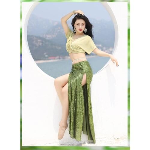 Belly dance new clothing spring and summer women clothing suit women shiny sexy performance clothing oriental dance clothing