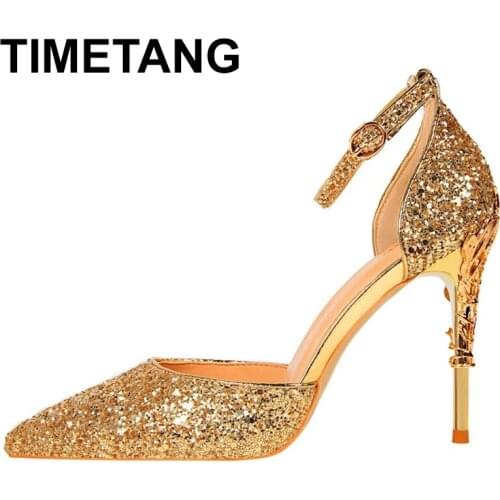 TIMETANGNew Summer Women Sandals High Thin Heel Pointed Toe Buckle Sexy Ladies Bridal Wedding Women Shoes White HighHeels Sandal