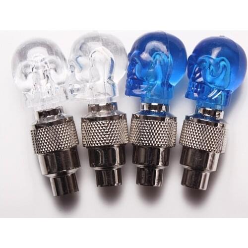Skull Bicycle Lights Bike Valve Light Motion Activated LED Light Safety Cycling Lamp Wheel Tire Valve Caps Bike Accessories