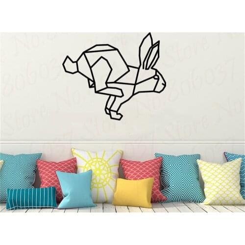 Rabbit Vinyl Wall Stickers Decals For Kids Rooms living Room 3D Vinyl Geometric Wall Art Custom Home Decor WL725