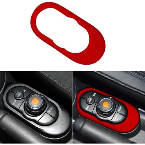 Suede Car Center Console Multimedia Button Gear Panel Cover Sticker for BMW MINI COOPER F55 F56 F57 2014-2020 Car Accessories