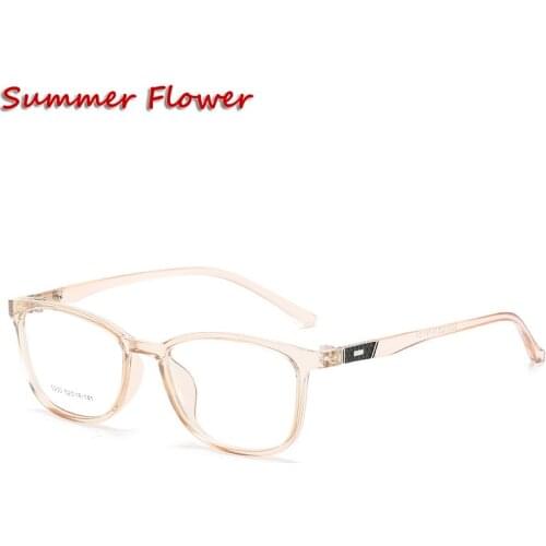 Women Fashion TR90 Eyewear Prescription Glasses Ultra Light Flexible Square Frame Optical Recipe Lenses for Female