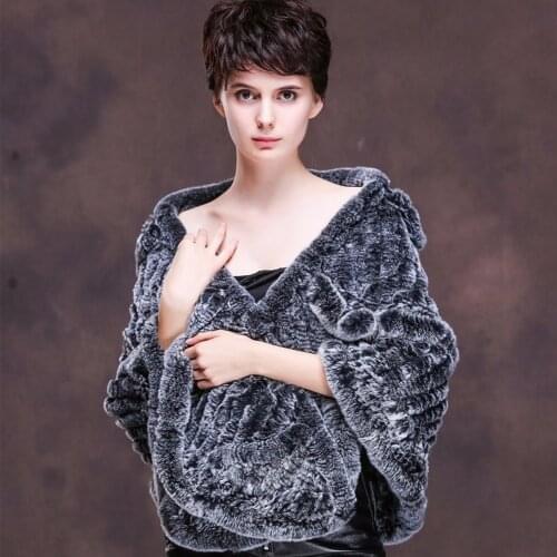 ZY87011 2017 New Arrived High Quality Fashion Warm Winter Coat Real Rex Rabbit Fur Grass Level Cardigan Shawl Women Pashmina