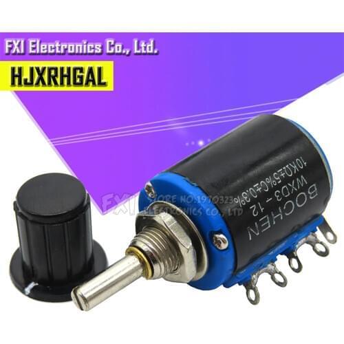 1PCS WXD3-12 1W 10K 4.7K 3.3K 2.2K 1K Series resistance ring multi-circle precision wire-wound potentiometer+1PCS black knob