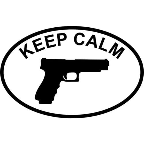 14CM*9.1CM Keep Calm Pro Gun White Car Truck Auto Vinyl Decal Sticker Car Stylings Black/Sliver C8-0309