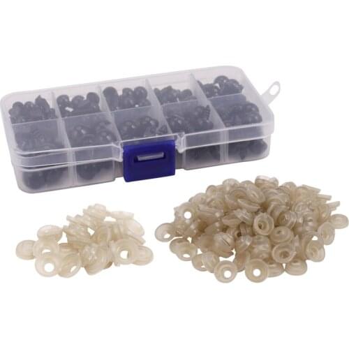 142 Pieces Black Plastic Safety Eyes Craft Eyes with 142 Pieces Washers and Storage Box for Toys Dolls Making, 5 Sizes