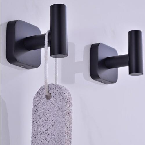 2 PCS Wall Towel Hooks Coat Hook Bathroom Black Stainless Robe Hook Heavy Duty Door Hanger Towel Robe Clothes