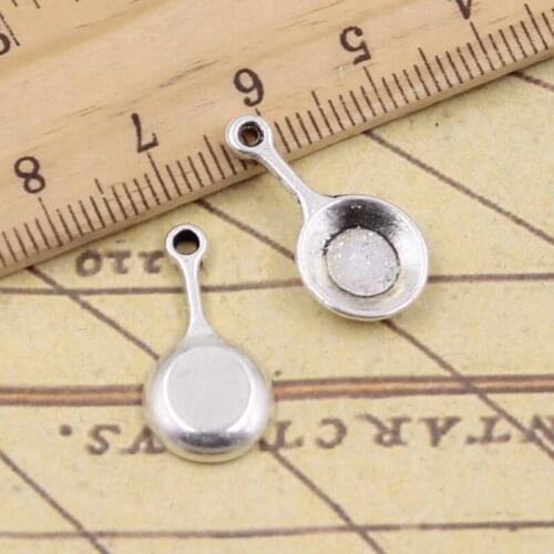 30pcs Charms Frying Pan 22x11mm Tibetan Pendants Crafts Making Findings Handmade Antique Jewelry DIY For Necklace