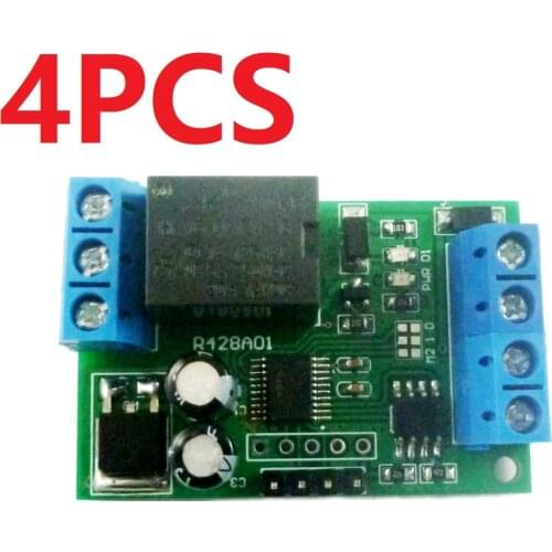 4pcs R428A01 mini DC 12V RS485 Delay Relay Module Modbus Rtu Uart Switch Board for CCTV Camera PTZ Control Home Automation