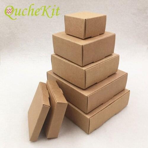 50pcs Multi-size Kraft Paper Box DIY Blank Cardboard Candy Chocolate Packaging Box Christmas Wedding Gift Jewelry Display Holder