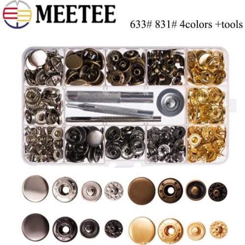 80Sets 831# 633# Metal Buttons Leather Snap Fasteners Kit Snaps Press Studs Installation Tools for Jacket Bags Sewing Accessory