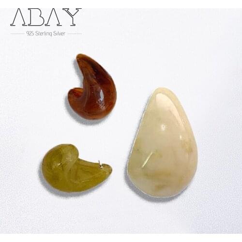 925 Sterling Silver Pin Autumn Winter Resin Water Drop Retro Earrings Small Simple Anti Allergy Increase Temperament