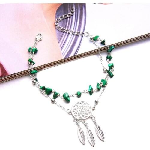 Women Multilayer Dream Catcher Faux Beaded Foot Chain Anklet Bracelet Jewelry Decor Accessory Gift