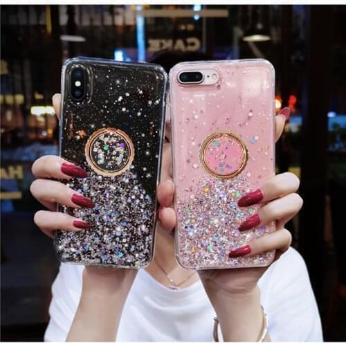Glitter Bling Ring bracket Phone Case For Huawei Honor 9A 9X 8X 8S 8A Play 10 Lite 20i X10 MATE 20 Lite 20x 10 mate 30 Cover