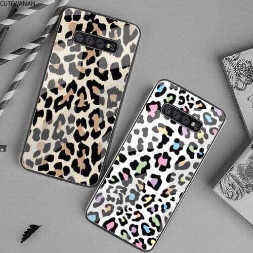 Leopard Print Phone Case Tempered Glass For Samsung S20 Plus S7 S8 S9 S10 Plus Note 8 9 10 Plus