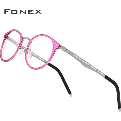 FONEX TR90 Glasses Frame Men Women Vintage Round Prescription Eyeglasses Myopia Optical Frame Spectacles Retro Screwless Eyewear