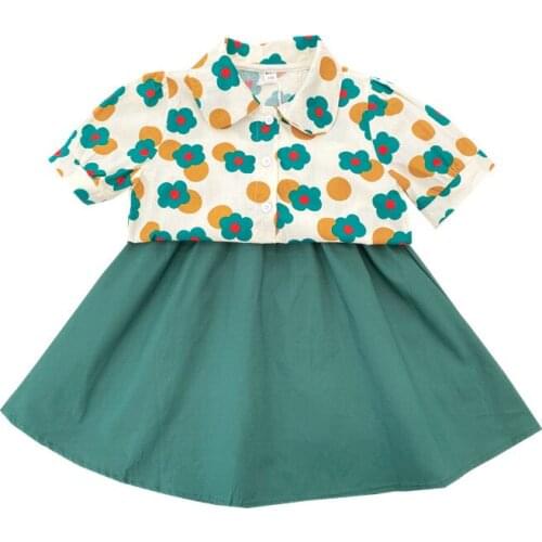 Toddler Kids Girls Summer Short Sleeve Print Flower Tops T-shirts Solid Skirts Children Baby Casual Clothes Sets 2pcs 3-8Y