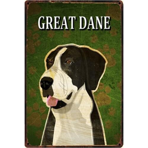 [ Kelly66 ] Dogs Great Dane Metal Sign Tin Poster Home Decor Bar Wall Art Painting 20*30 CM Size y-2213