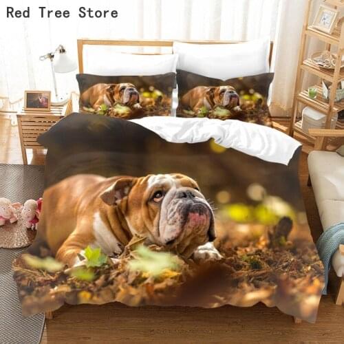 Cute Cartoon Pug Dog Bedding Sets Pets Dogs and Rose Bed Set Kids Duvet Cover Pillowcase King Queen Size 3D Comforter Bed Linens