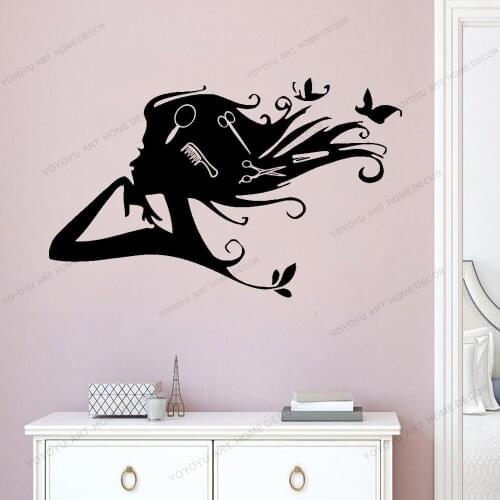 Beauty Salon Decals Scissors Combs Wall Decals, Beauty Salon Sign, Girls Hairdressing Stickers Shop Window Decal yw-94