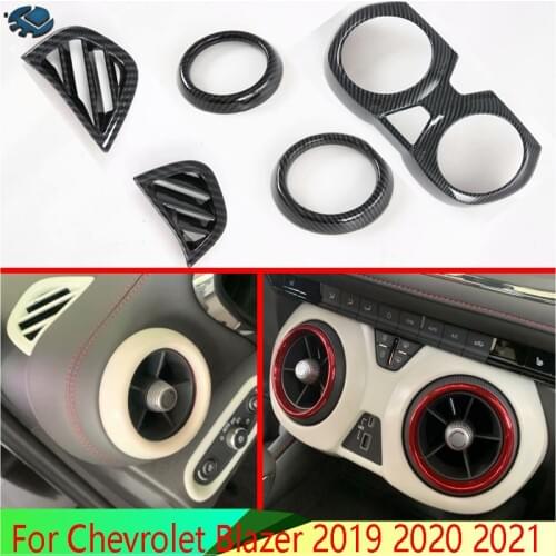 For Chevrolet Blazer 2019-2021 Carbon Fiber Style Air Vent Outlet Cover Dashboard Trim Bezel Frame Molding Garnish