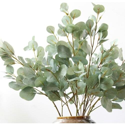 90CM artificial eucalyptus leaf green plant branch silk flower arranging money leaves home wedding decor