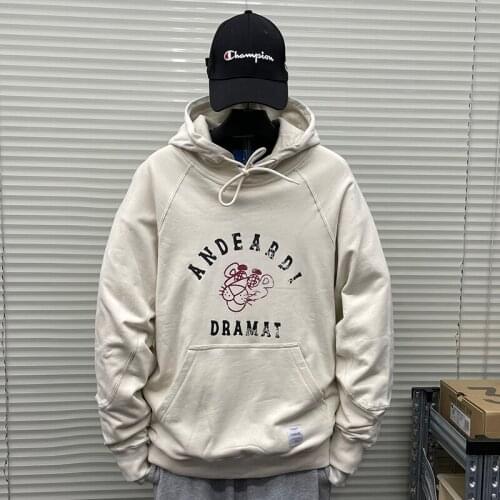 Men Cartoon Furry Bear Letter Patch Harajuku Oversized Retro Hip Hop Hooded Pullover Loose Hoodies Men Jackets Streetwear 2021