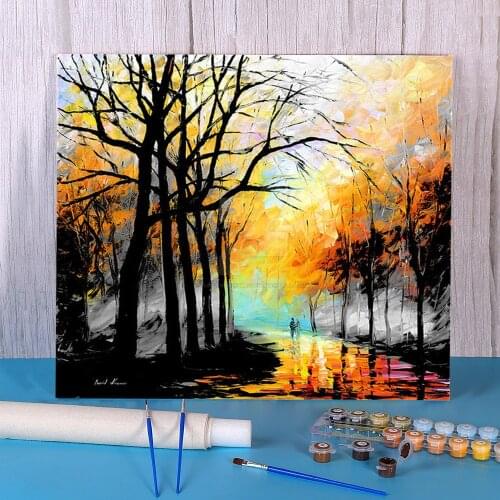 Autumn Stroll Black And White DIY Paint By Numbers Kit Oil Paints 50*70 Paiting By Numbers Loft Picture For Kids Art