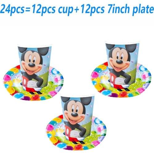 Disney Mickey Mouse Theme Party Decoration Supplies Set Birthday Flags Disposable Cup Plate Mickey Party Tablecloth Baby Shower