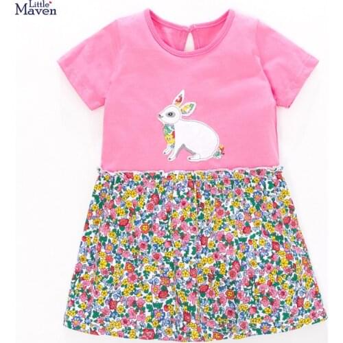 Frocks for Girls 2021 Summer Baby Girl Children Clothes Toddler Bunny Print Vestiods Casual Cute Floral Dress for Kids 2-7 Years