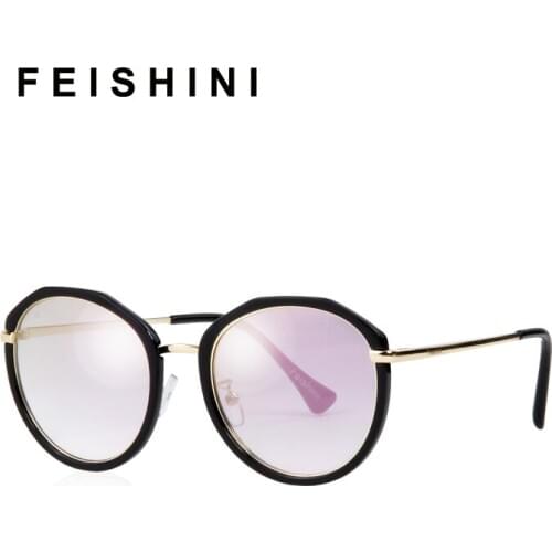 FEISHINI HOT Protable UV Gradient Oval Sunglasses Women Transparent Clear Fashion High Quality Colored Unisex korea Glasses Men