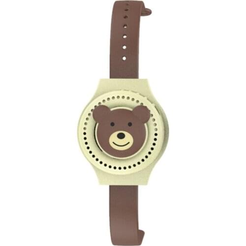 H7JF Portable Wearable Fan BLue Devil/Pink Rabbit/Brown Bear/Green Dinosaur 4 Modelings Childrens Watch Fan Rechargeable