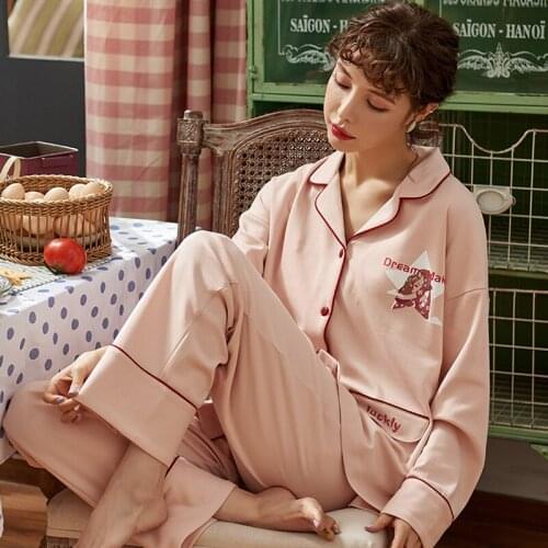 Spring And Autumn Full Sleeve Leisure Simple Wearing Animated Cartoon Pajamas