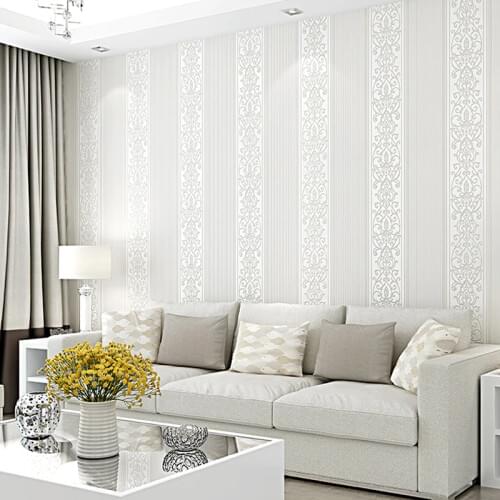 Simple European Non-woven Wallpaper Bedroom Living Room Wallpaper 3D Stereo Vertical Stripes Home Warm TV Background Wall