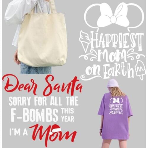 Bow simple letter print pattern heat Vinyl Ironing Stickers Decor character Patch for Clothing Stickers Printed Decoration