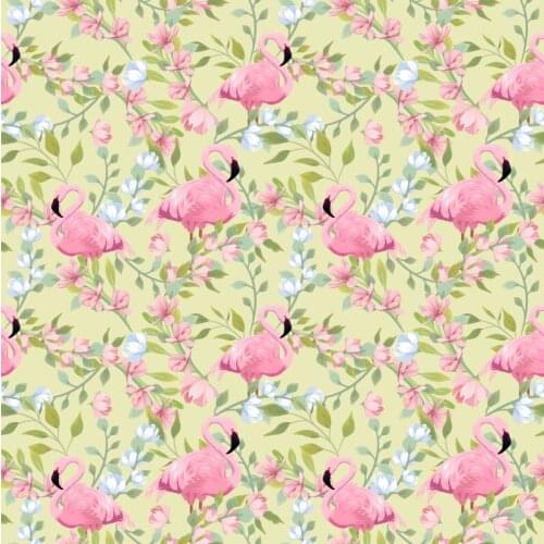 Pink Flamingo and Leaves Yellow Backdrop Holiday Photography Background Celebration Photo Booth Studio Decor