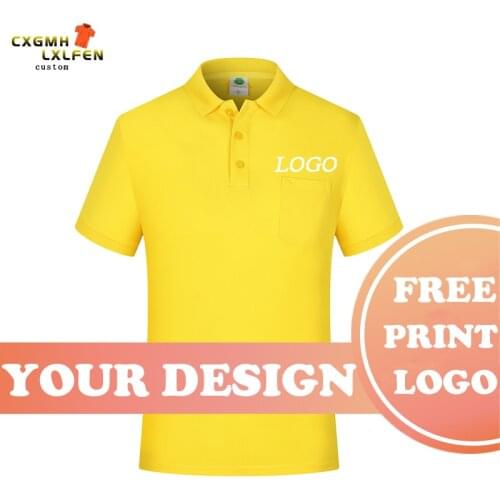 10-color mens and womens polo shirt tops customized LOGO casual and comfortable solid color pocket lapel printing brand text