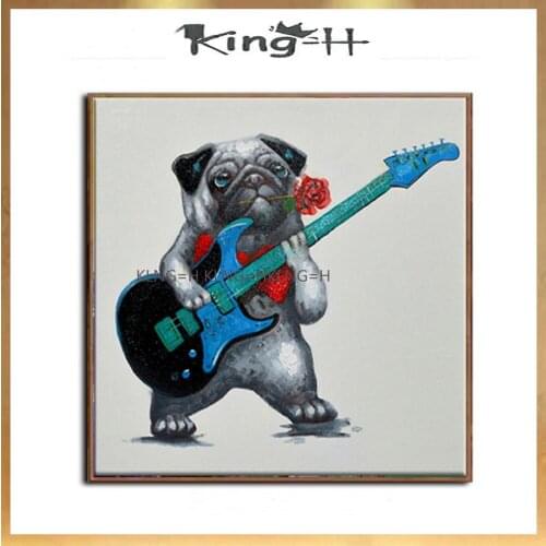 Hand-painted oil painting new musicians dogs in the sample of the original music new decorating children room hall hotel villa