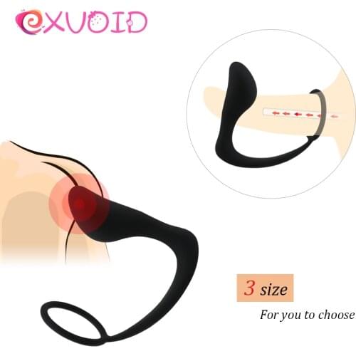 EXVOID Silicone Anal Plug Penis Cock Ring Prostate Massager Butt Plug Sex Toys For Men Gays Male Masturbation Delay Ejaculation