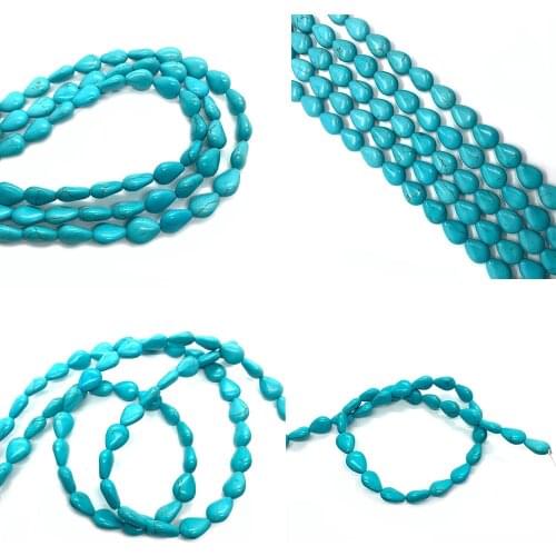 Blue Turquoise Drop Shaped Bead Necklace Bracelet DIY Handmade Jewelry Accessories To Make Birthday Holiday Gifts Wholesale