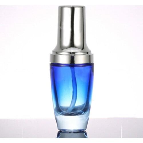 30ML blue glass bottle with gold/silver pump/dropper for lotion/emulsion/serum/foundation/gel/oil dropper/sprayer packing