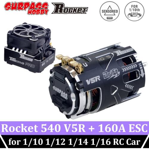 ROCKET 540 V5r Sensored Brushless Motor Drift 160A ESC Turbo Charger TS160V2 2-3sLipo for 1/10 1/12 1/14 1/16 RC Cars Racing GTR
